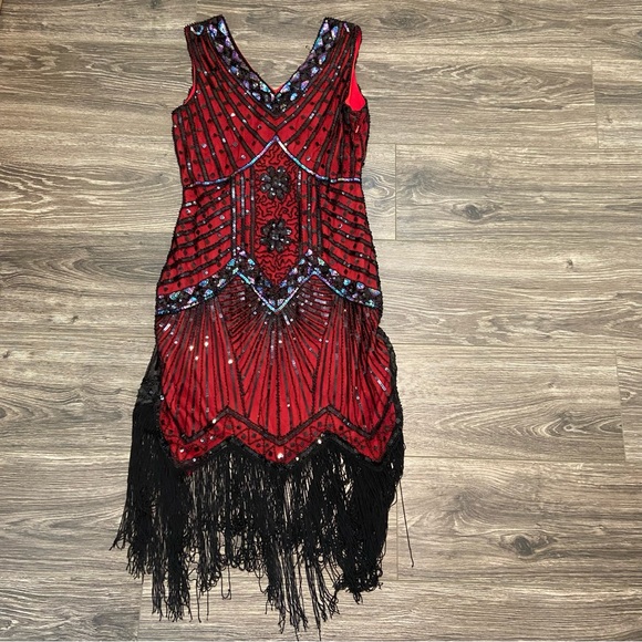 Babeyond red flapper 1920’s Great Gatsby dress size M - Picture 2 of 7